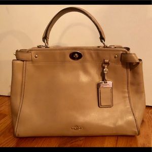 COACH top handle satchel light brown leather purse